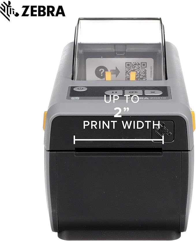Zebra - ZD410 Direct Thermal Desktop Printer for labels, Receipts, Barcodes, Tags, and Wrist Bands - Print Width of 2 in - USB, Bluetooth, and Wifi Connectivity - ZD41022-D01W01EZ (Renewed)