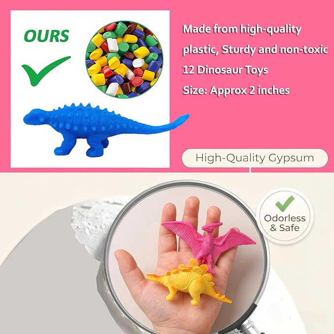 Easter Dino Eggs Dig Kit, 12 Pack Dinosaur Eggs Excavation Science Experiments Kits for Kids 4-12, Easter Basket/Stocking Stuffers, Toys for 3+ 4 5 6 7 8 9 10 Year Old Boys Girl