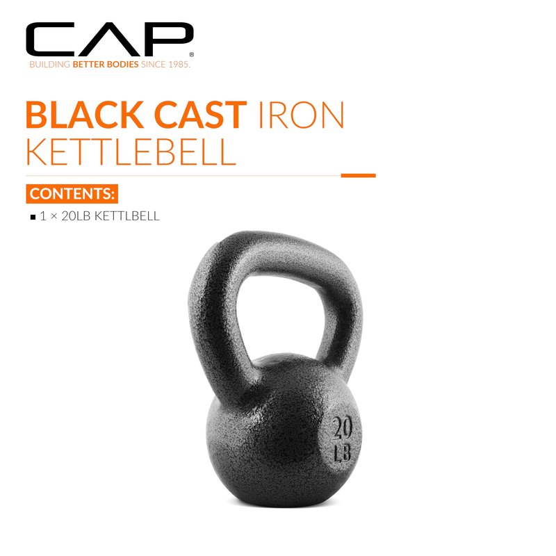 CAP Barbell Black Cast Iron Kettlebell | 20 Pounds