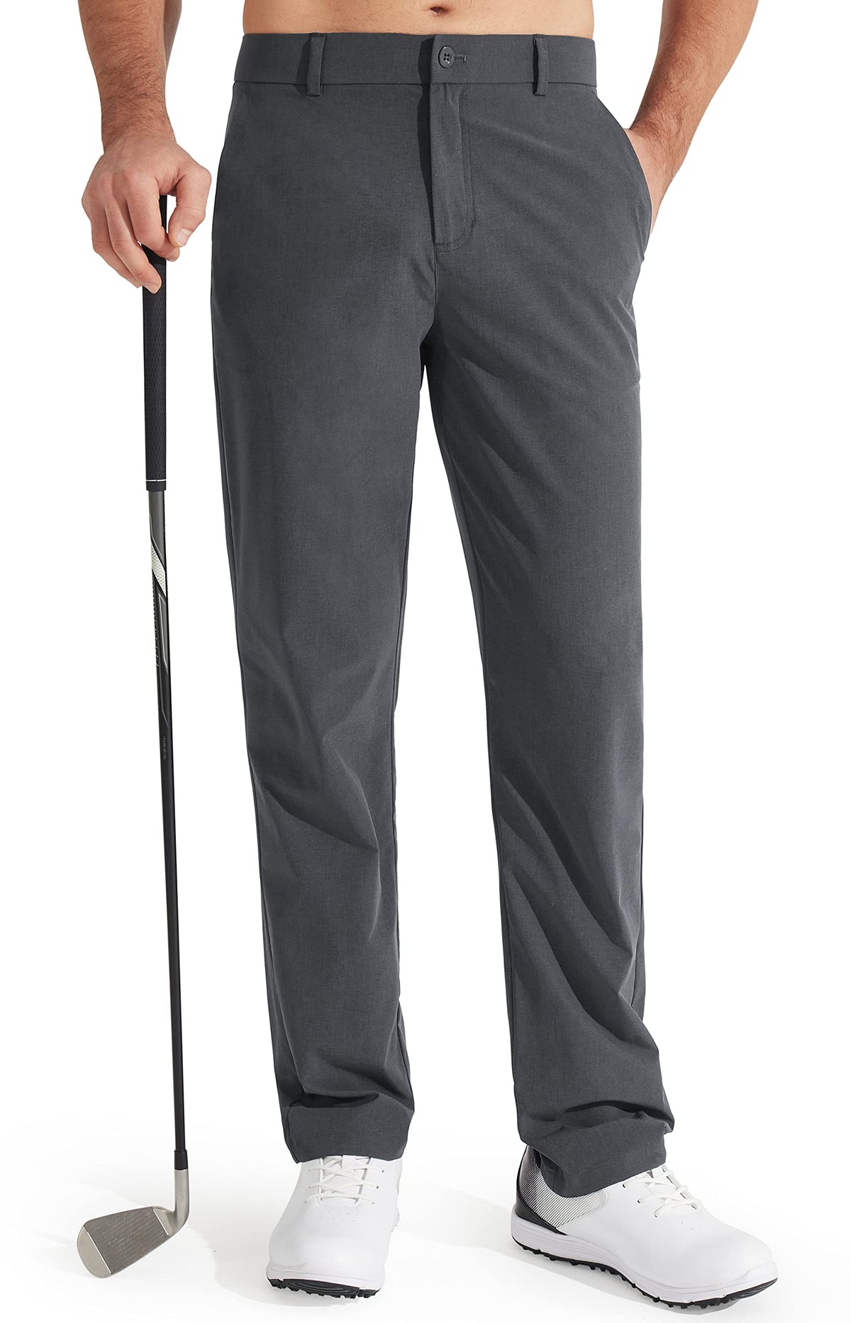 Libin Mens Golf Pants Classic Fit Stretch Work Dress Pants 32" Quick Dry Lightweight Business Casual Trousers Comfort Water Resistant, Iron Grey, 32W x 32L