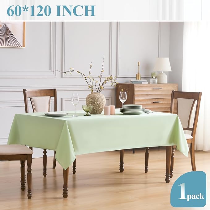 VidaFete 1 Pack Tablecloth 60 * 84inch Rectangle Table Cloth Polyester, Stain Wrinkle Resistant Polyester Dining Table Cover for Kitchen Dinning Party Wedding Tabletop Buffet Decoration(Sagegreen)