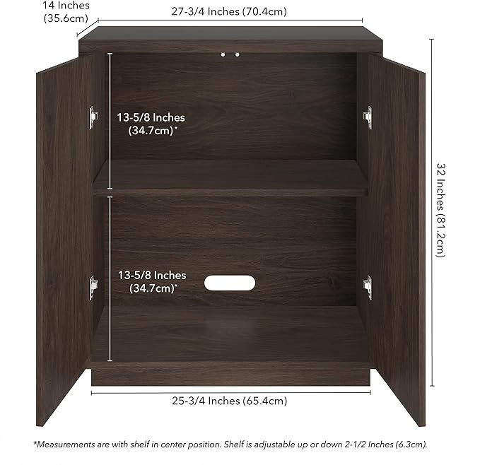 Henn&Hart 28" Fluted Wooden Accent Cabinet, Ribbed Modern Sideboard Buffet Cabinet with 2 Doors and an Adjustable Shelf for Living Room, Dining Room, Bedroom or Entryway, Alder Brown