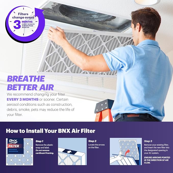 BNX TruFilter 16x25x2 Air Filter MERV 8