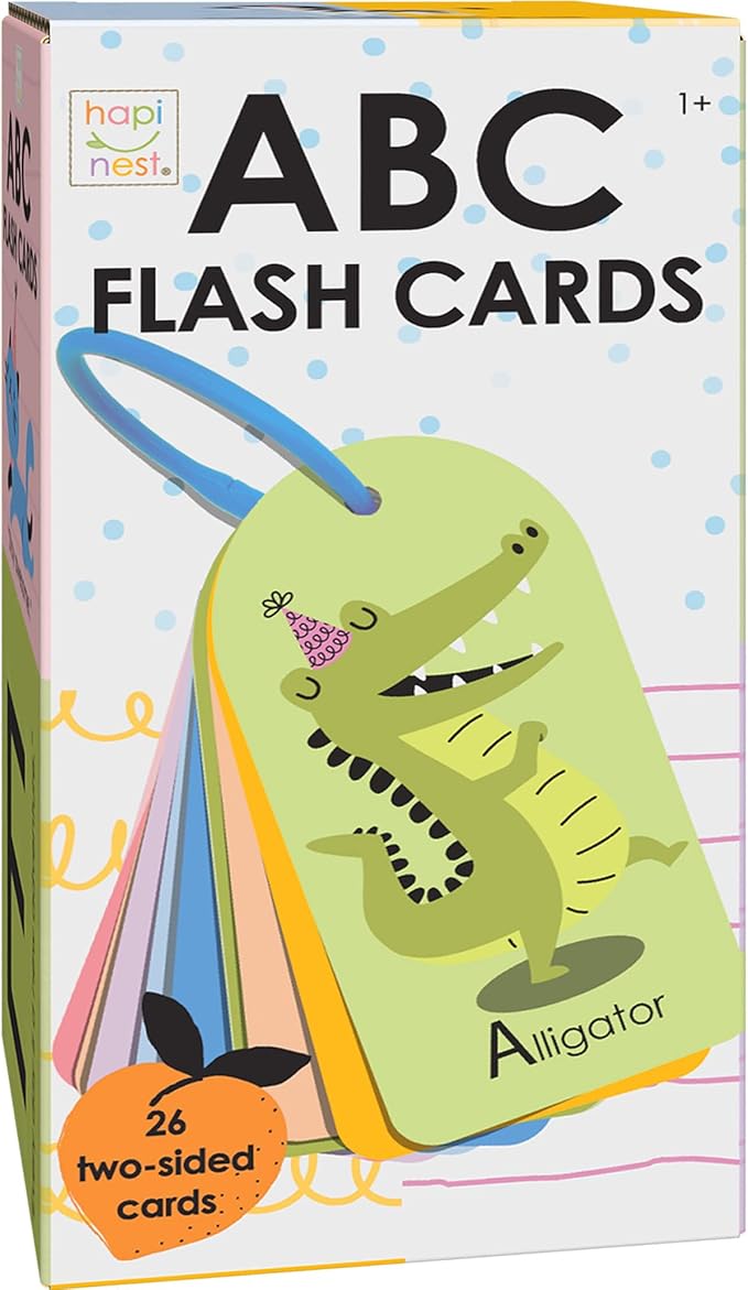 Hapinest My First ABC Alphabet Flash Cards for Baby and Toddlers, 26 Double-Sided Flashcards with Ring