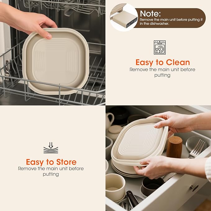 Upgrade Heating Sourdough Bread Proofing Basket Kit, Electric Thermostatic Silicone Banneton Baking Supplies, 6 Adjustable Temperature, 10 Inch Square Foldable Sourdough Proofing Bowl