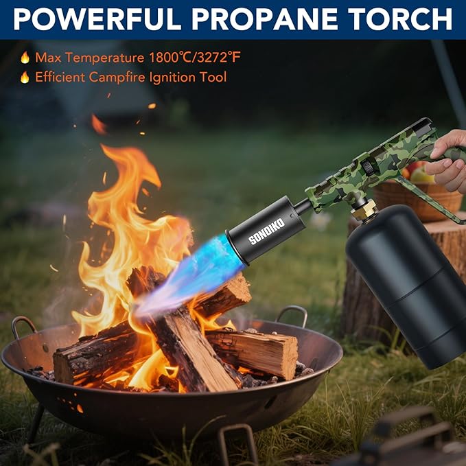 Sondiko Propane Torch Head, Powerful Blow Torch for Cooking, Fire Starter