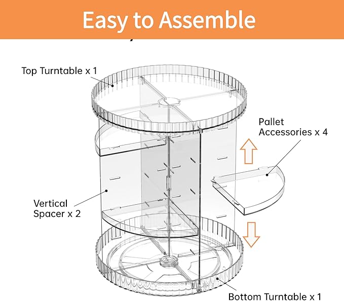 vacane Clear Rotating Makeup Organizer,8 Adjustable Layers Vanity Organizer Skincare Storage,Cosmetic Display Case 360° Stabilizly Spinning Multi-Function Storage for Bathroom and Bedroom Countertop