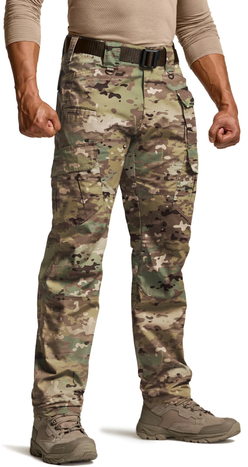 CQR Men's Tactical Pants, Water Resistant Ripstop Cargo Pants, Lightweight EDC Work Hiking Pants, Outdoor Apparel, Duratex Mag Pocket Utility Camo, 38W x 34L
