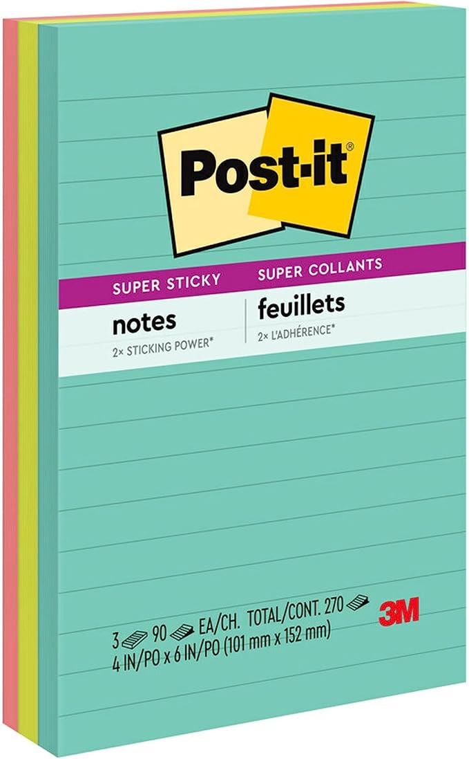 Scotch and Post-it Brand Office Essentials Kit, Business and Teacher Supplies Set with Post-it Super Sticky Notes, Scotch Super Hold Tape, Scotch Magic Tape, Post-it Flags, Sharp Scissors for Office