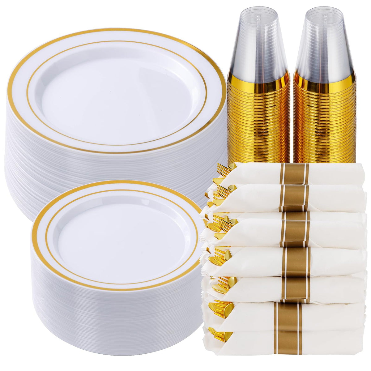 Goodluck 175 Piece Rose Gold Plastic Dinnerware Set for 25 Guests