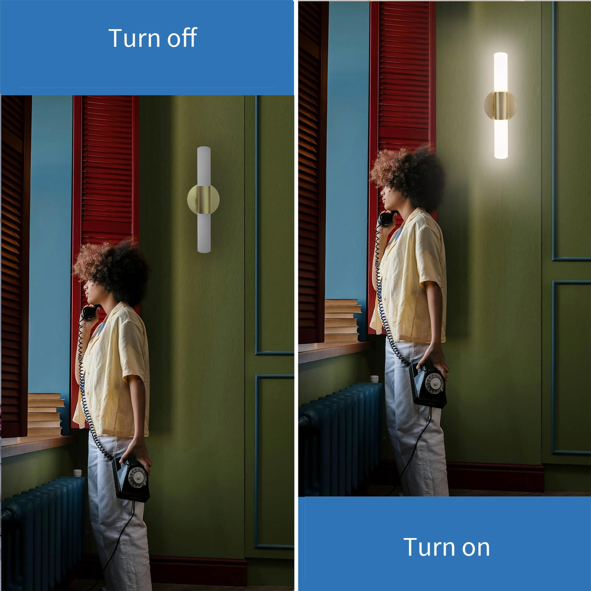 Jolux LED Bathroom Vanity Lights for Mirror,16W 1000LM Dimmable Wall Sconce with 5CCT (2700K-5000K) & Wall Switch,Gold Modern Light Fixture for Bathroom Mirror Lighting.