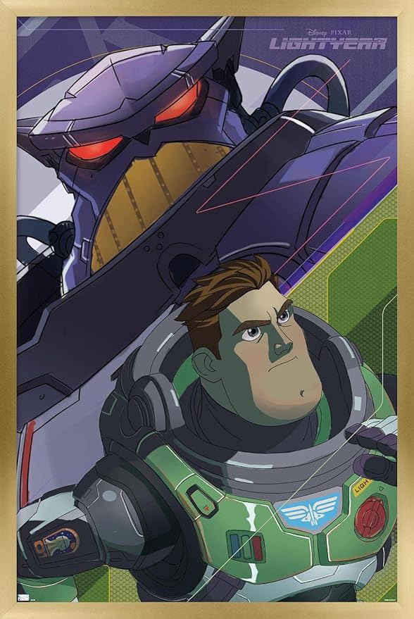 Trends International Disney Pixar Lightyear - Buzz and Zurg Wall Poster, 14.725" x 22.375", Gold Framed Version