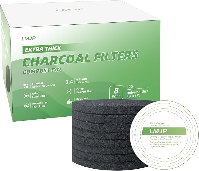 6.7 Inch Charcoal Filters for 8 Pack Kitchen Countertop Compost Bins- Extra