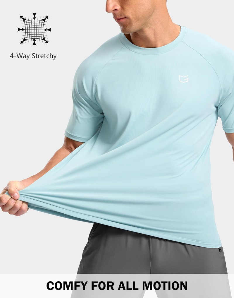 G Gradual Men's Athletic Workout T-Shirts Moisture Wicking Cooling Running Shirts Short Sleeve Performance Tee for Gym Tennis(Light Blue,M)