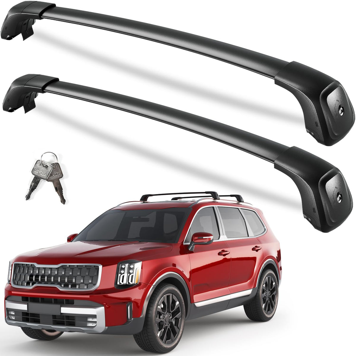 KINGGERI 330lbs Roof Rack Cross Bars Fit for Kia Telluride 2019 2020 2021 2022 2023 2024 2025 2026 EX S SX SX-Prestige, Lockable Heavy Duty Aluminum Roof Rails Crossbars (Not for LX, X-Line or X-Pro)