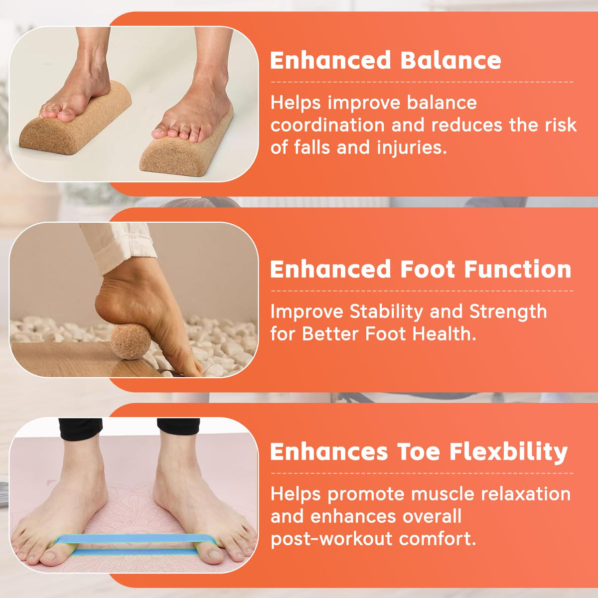 Cork Foot Strengthener & Balance Trainer Set – 4-in-1 Foot Mobility System with Roller, Massage Ball & Toe Bands | Improve Stability, Fix Over-Pronation, Enhance Balance & Restore Natural Foot Function
