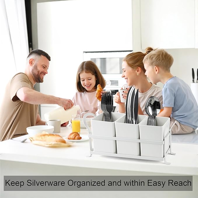 KAQAHIDO Utensil Caddy with Drain Holes, White