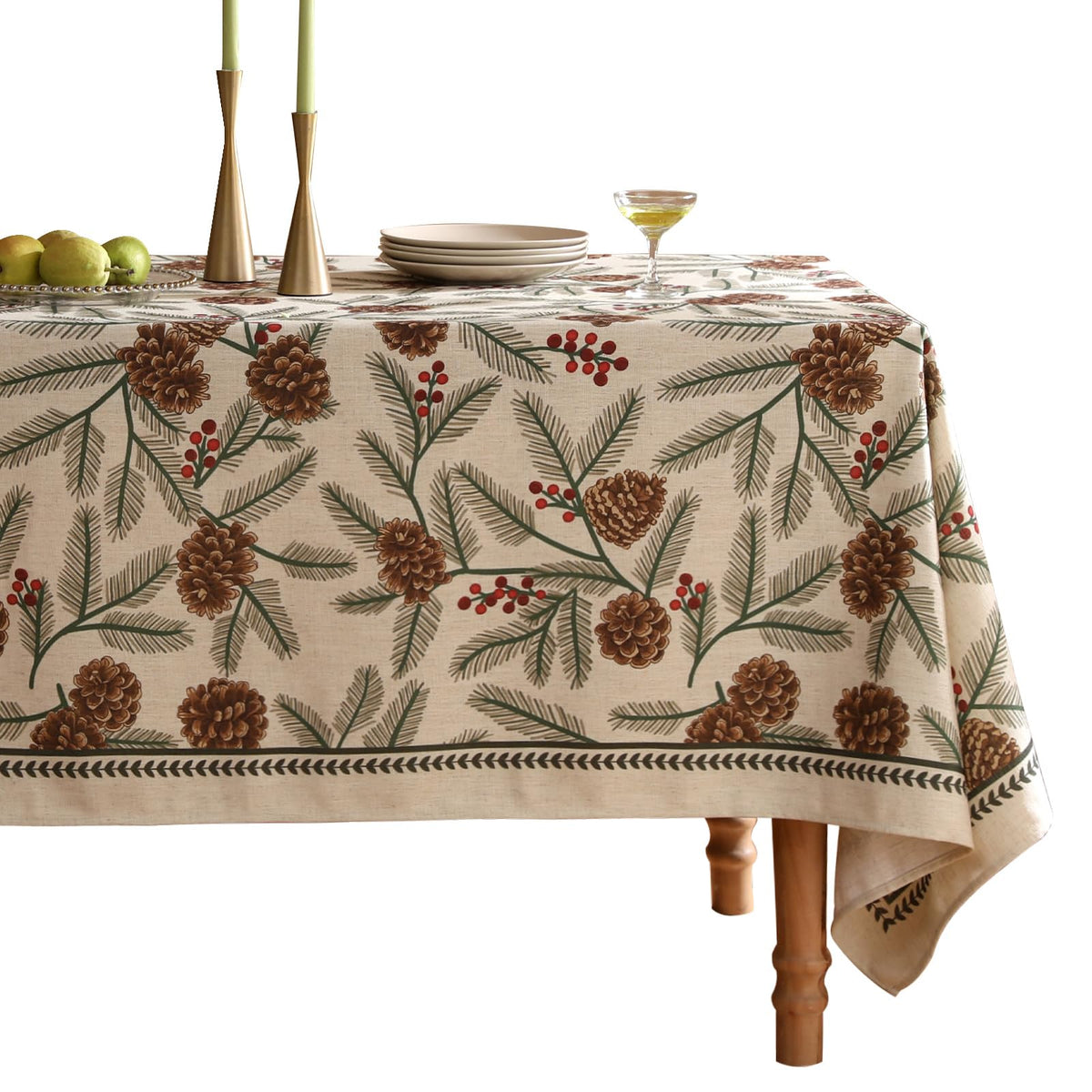 ISAENNE Designer French Linen Rectangular Tablecloth,102"x63"-Alvarado D