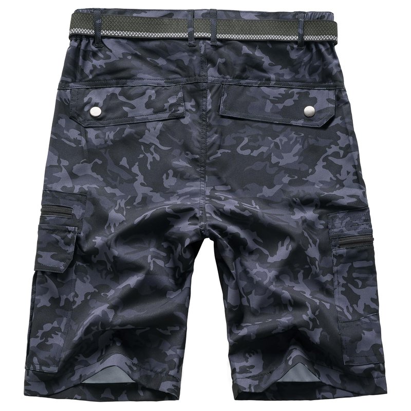 Jessie Kidden Mens Outdoor Casual Expandable Waist Lightweight Water Resistant Quick Dry Fishing Hiking Shorts (6222 Black Camo 29)