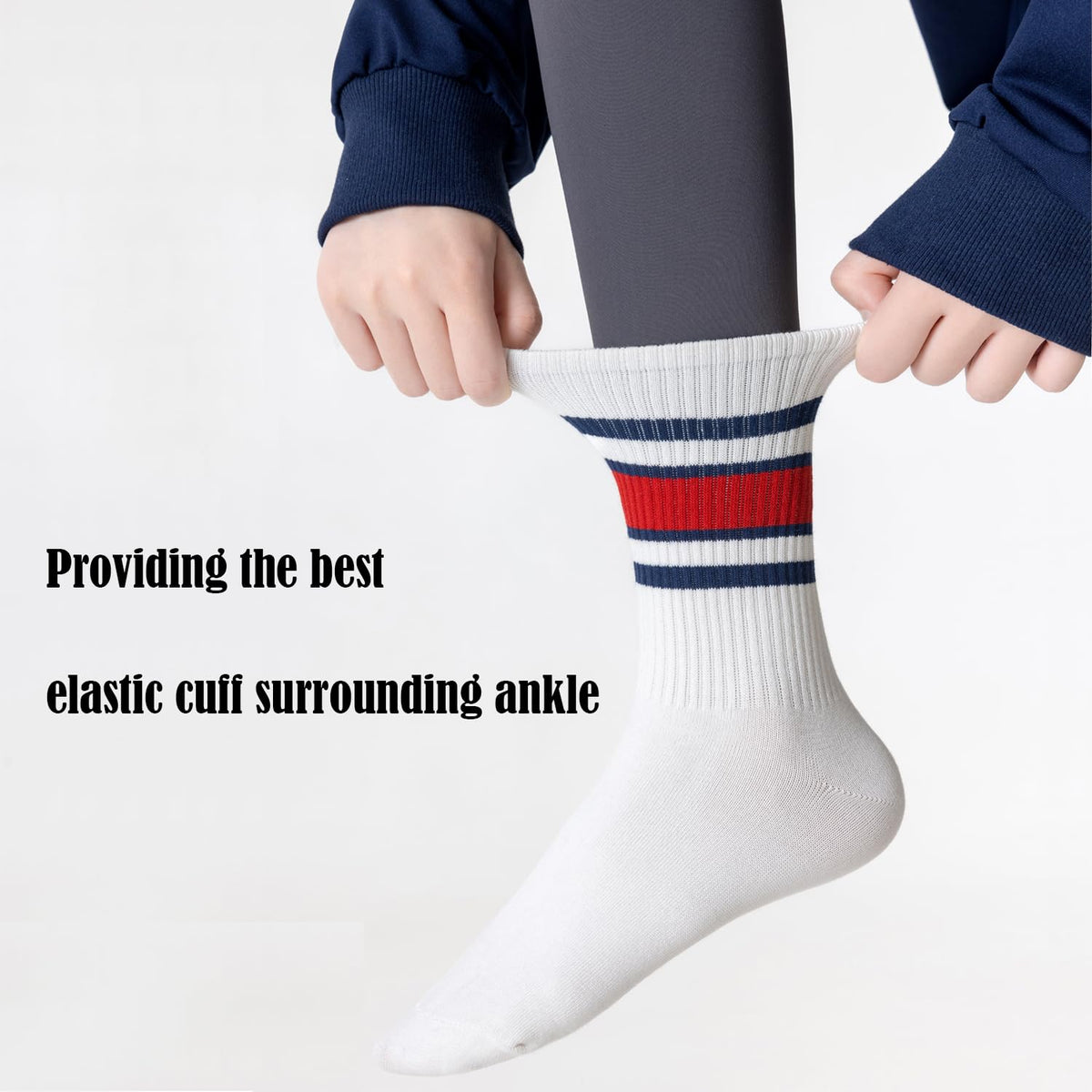 hiqqifazz women's men's selected Athletic round neck socks cotton stripe socks 5/10 pairs