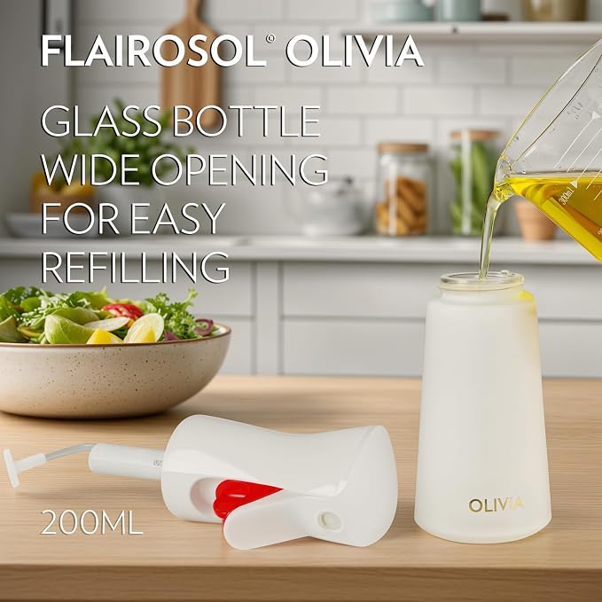 FLAIROSOL OLIVIA Oil Sprayer for Cooking, 200ml Glass Olive Oil Sprayer