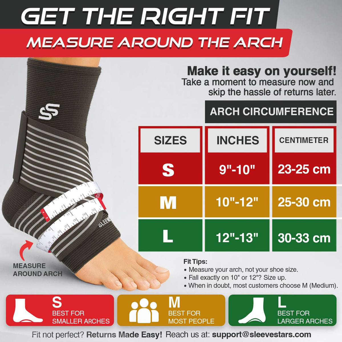 Sleeve Stars Ankle Brace for Women & Men, Ankle Wrap for Sprain, Compression Sleeve for Plantar Fasciitis Relief, Easy Customizable Support: w/ Removable Strap (Pair/M:10"-12"/Dark Brown)