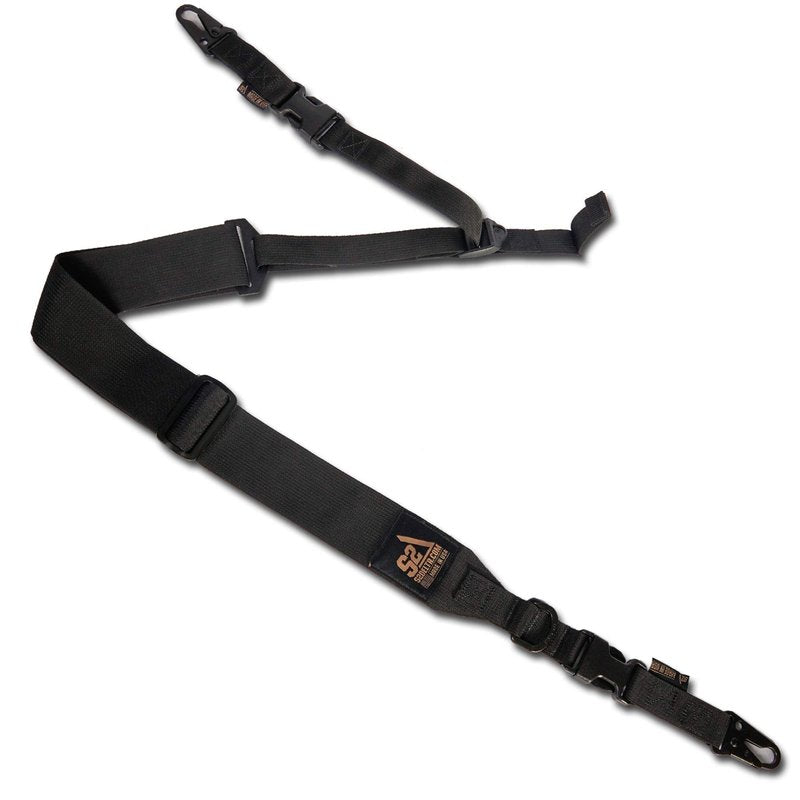 S2Delta - USA Made Premium 2 Point Rifle Sling, Fast Adjustment, Modular Attachment Connections, Comfortable 2” Wide Shoulder Strap (Black, Snap Hook)