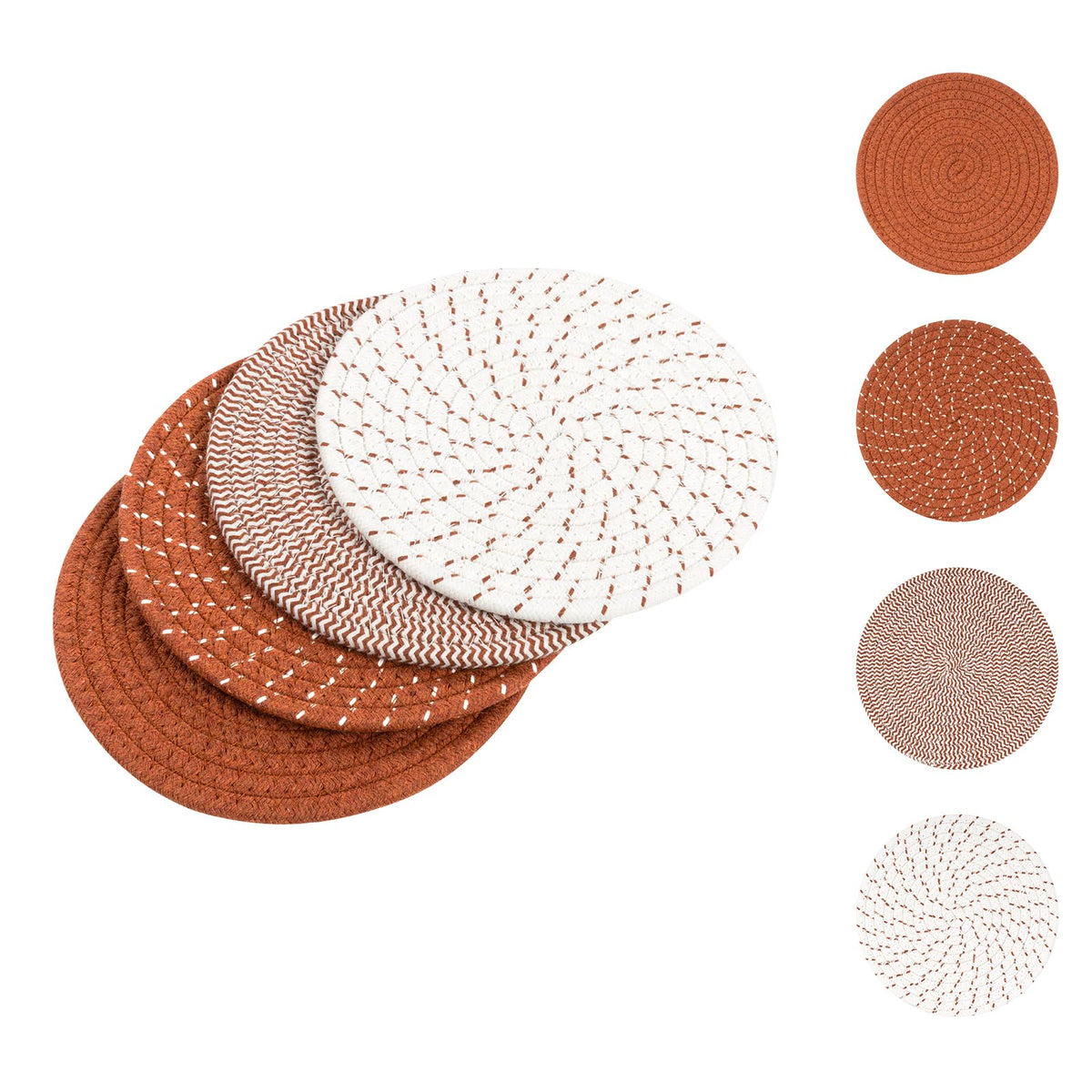 SHACOS 8 Inches Trivets for Hot Dishes, 4 Pieces Cotton Trivets Mats