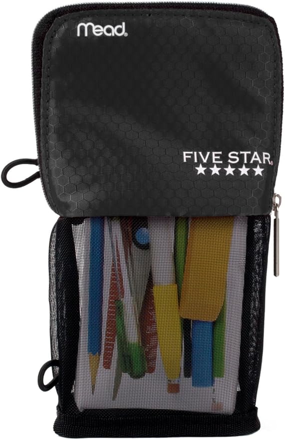 Five Star Stand 'N Store Pencil Pouch, Fits 3-Ring Binder, Pencil Case, Assorted Colors, Color Will Vary, 1 Count (50516) (Pack of 3)