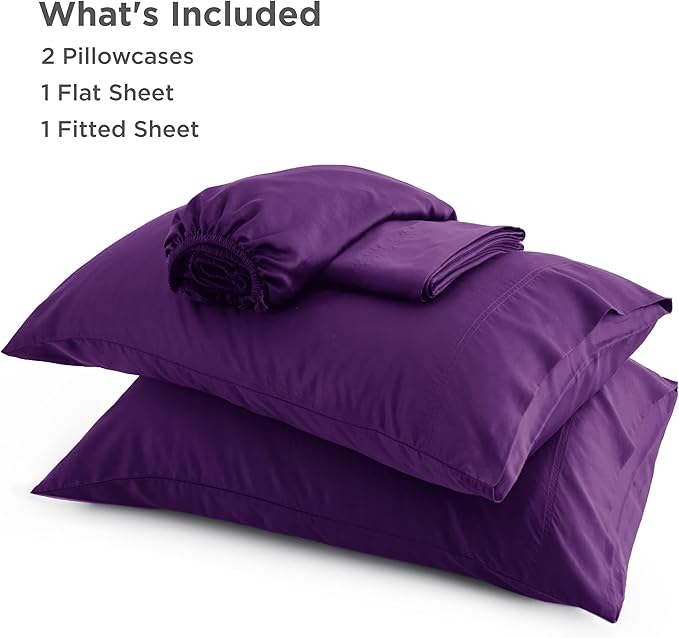 Bedsure King Size Sheets Set, Cooling Sheets for Hot Sleepers, Rayon Derived from Bamboo, Breathable & Soft, Deep Pocket Up to 16 Inches, Hotel Luxury Silky Bedding, Plum