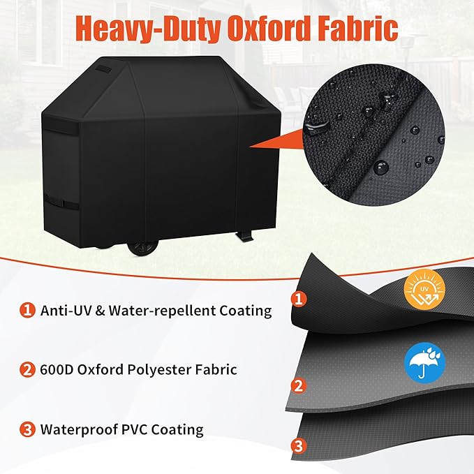 iCOVER Grill Cover 70 inch, BBQ Grill Cover for Outdoor Grill, 600D Heavy Duty Waterproof BBQ Cover, Anti-UV and Rip-Proof Barbecue Cover, Gas Grill Cover for Weber, Char-Broil, Nexgrill, etc