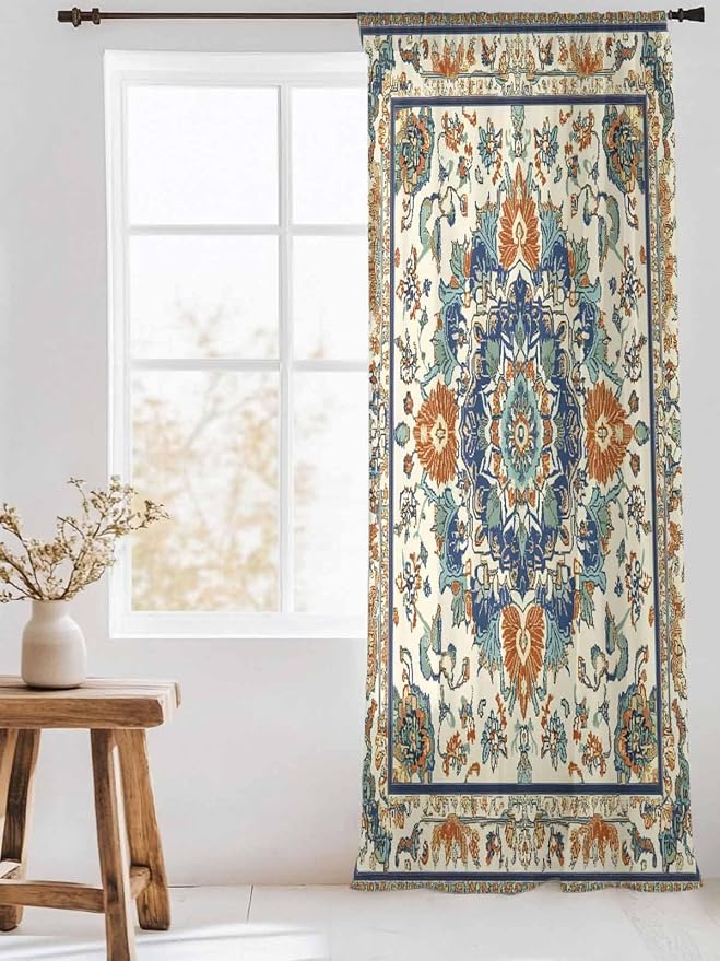 Sheer Curtains 108 Inches Long, Southwest Farmhouse Semi Sheer Curtains Light