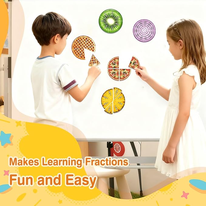 Magnetic Fraction Tiles & Circles, Bars,Math Manipulatives 2nd, 3rd, 4th, 5th Grade,Fraction Manipulatives for Kids Teachers Demonstration Teaching Homeschool Supplies Classroom Whiteboard