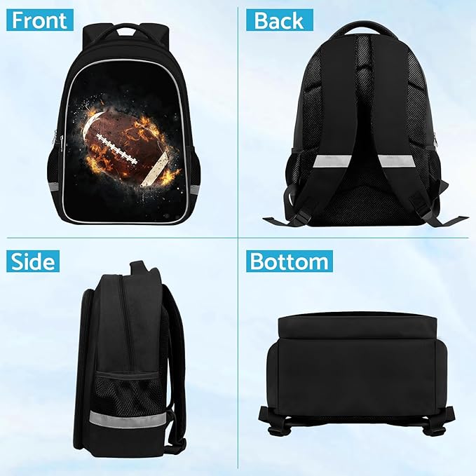 School Backpack for Boys - American Football Boys Backpack for Kids Children Teens Elementary Middle School - Students Bag for Ages 6-18,17″Bookbag Multifunctional Large Capacity