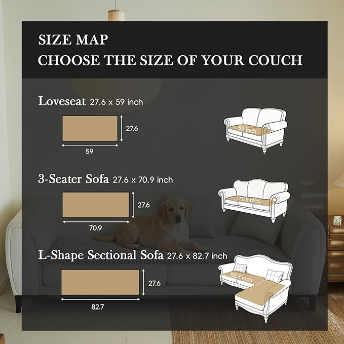 Couch Covers for 3 Cushion Couch Sofa Pet Friendly,Non-Slip Sofa Cover Washable