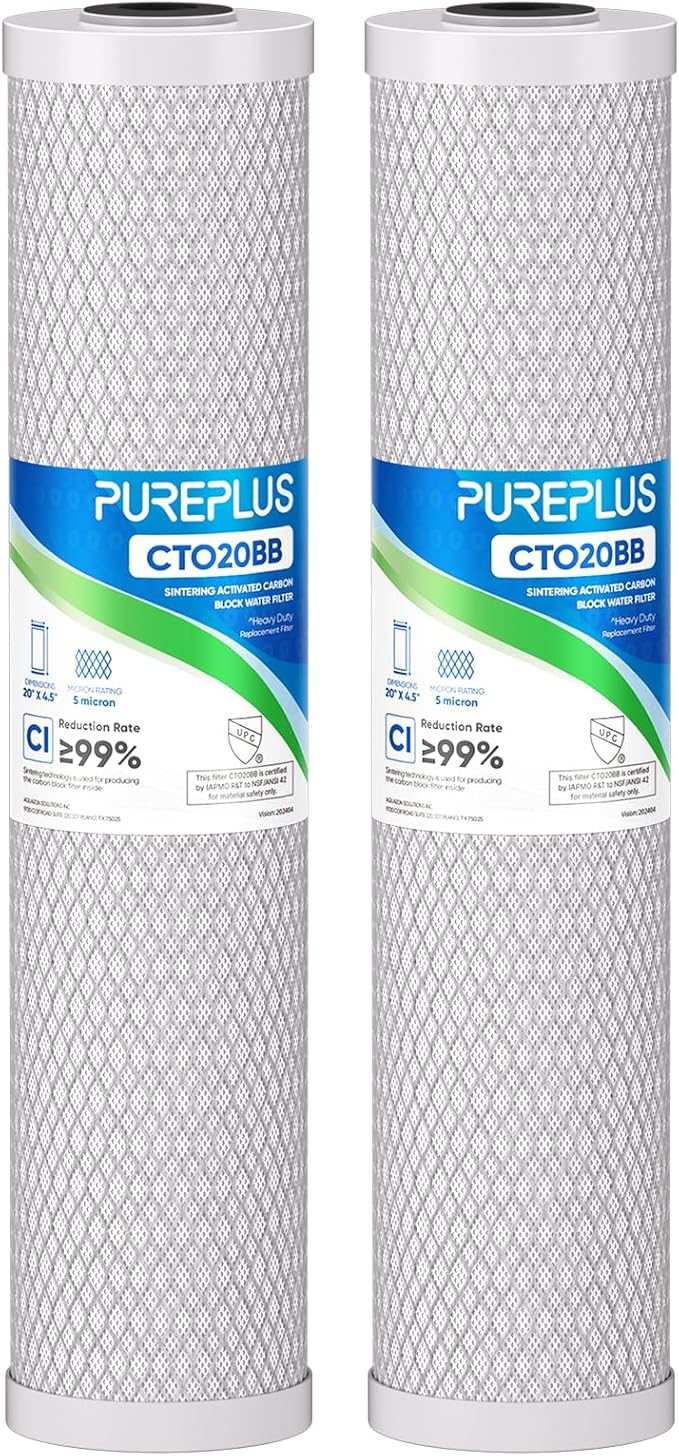 PUREPLUS 5 Micron 20" x 4.5" Whole House Coconut Shell Activated Carbon Water