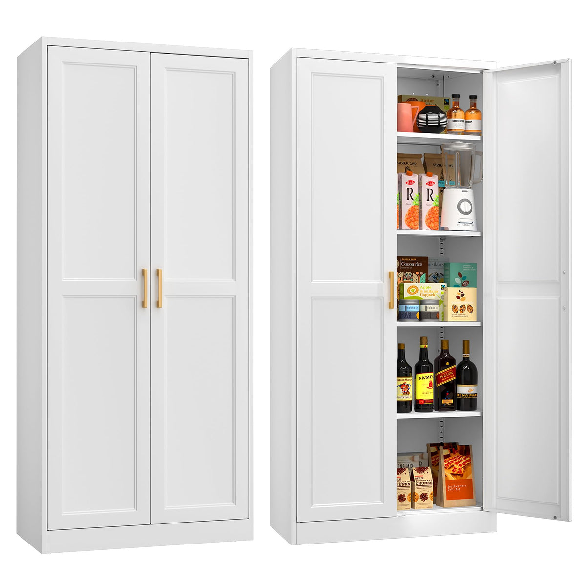 MetalMax 71" Tall Kitchen Pantry Storage Cabinets with Doors and 4 Shelves