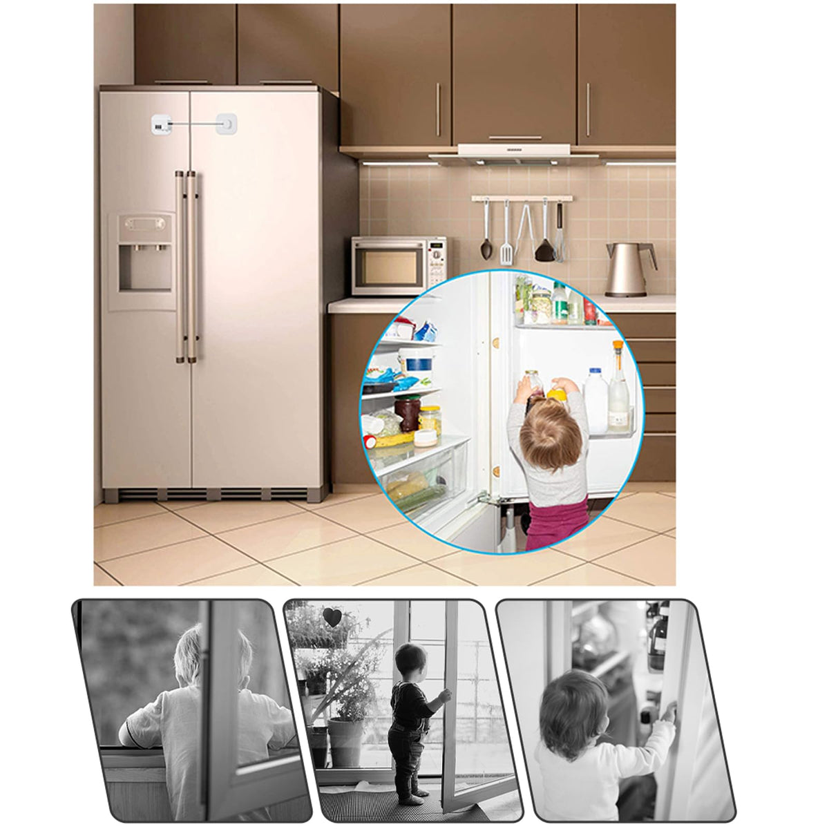 Child Safety Cabinet Locks, Fridge Lock with Combination, Closet Locks,Cabinet Lock(Black 2Pcs)