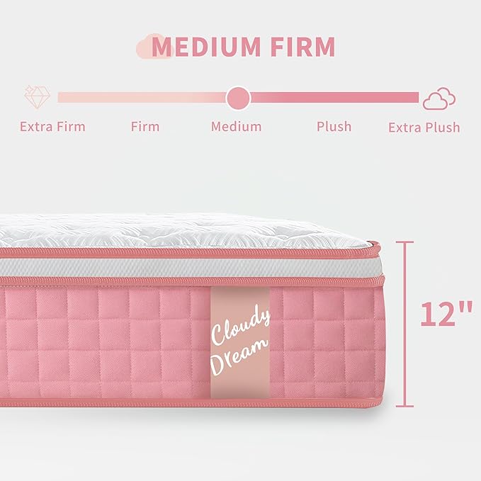 12 Inch Memory Foam Mattress,King Size Plush Hybrid Mattress,7-Zone Memory Foam & Pocket Spring,Edge Support & Motion Isolating,Pressure Relief, Certified Foams Fabric,Bed in a Box,Echelon Dream