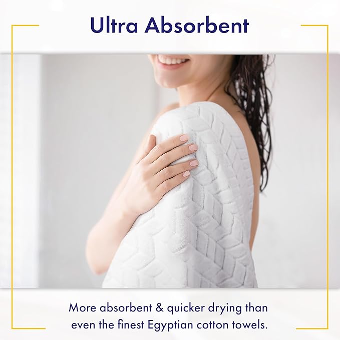 Ultra Soft & Stylish 700 GSM Luxury Bath Towels - 100% Zero-Twist, Long-Staple Cotton - Remarkably Absorbent & Quick Drying - 6 Piece Towel Set (White)
