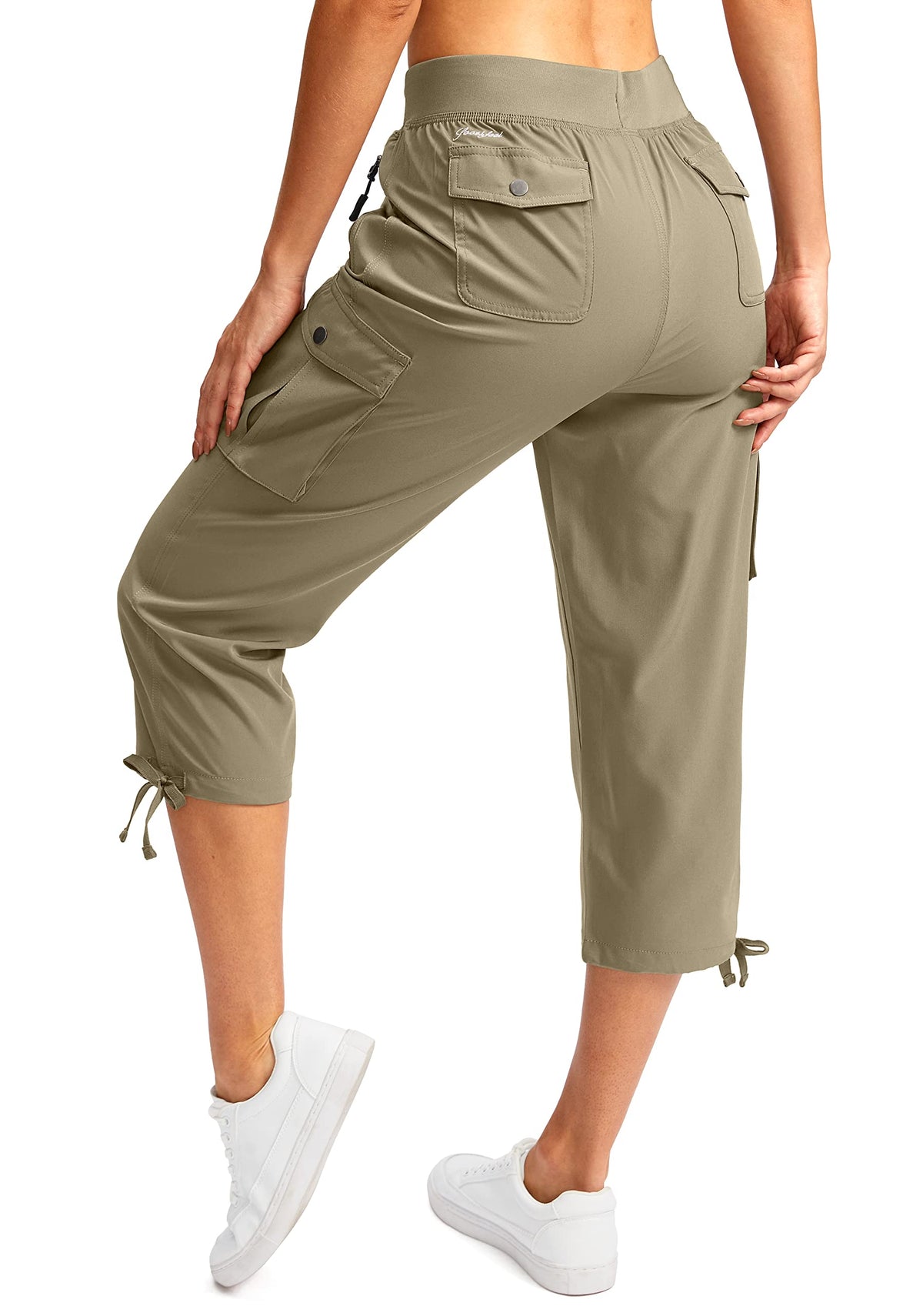 Soothfeel Women's Cargo Capris Pants with 6 Pockets Lightweight Quick Dry Travel Hiking Summer Pants for Women Casual (Dusty Khaki, 3XL)