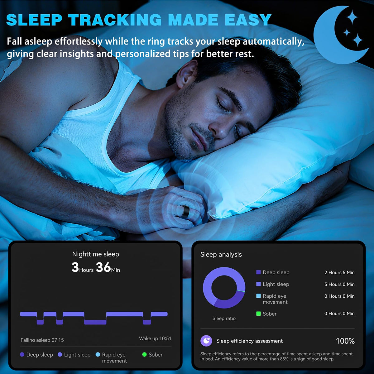 S SECRETTOP Activity Tracker Ring for Men Women, Smart Ring with Sleep Heart Rate, Health Tracker,IP68 Waterproof, Compatible with iOS and Android (Black 14)