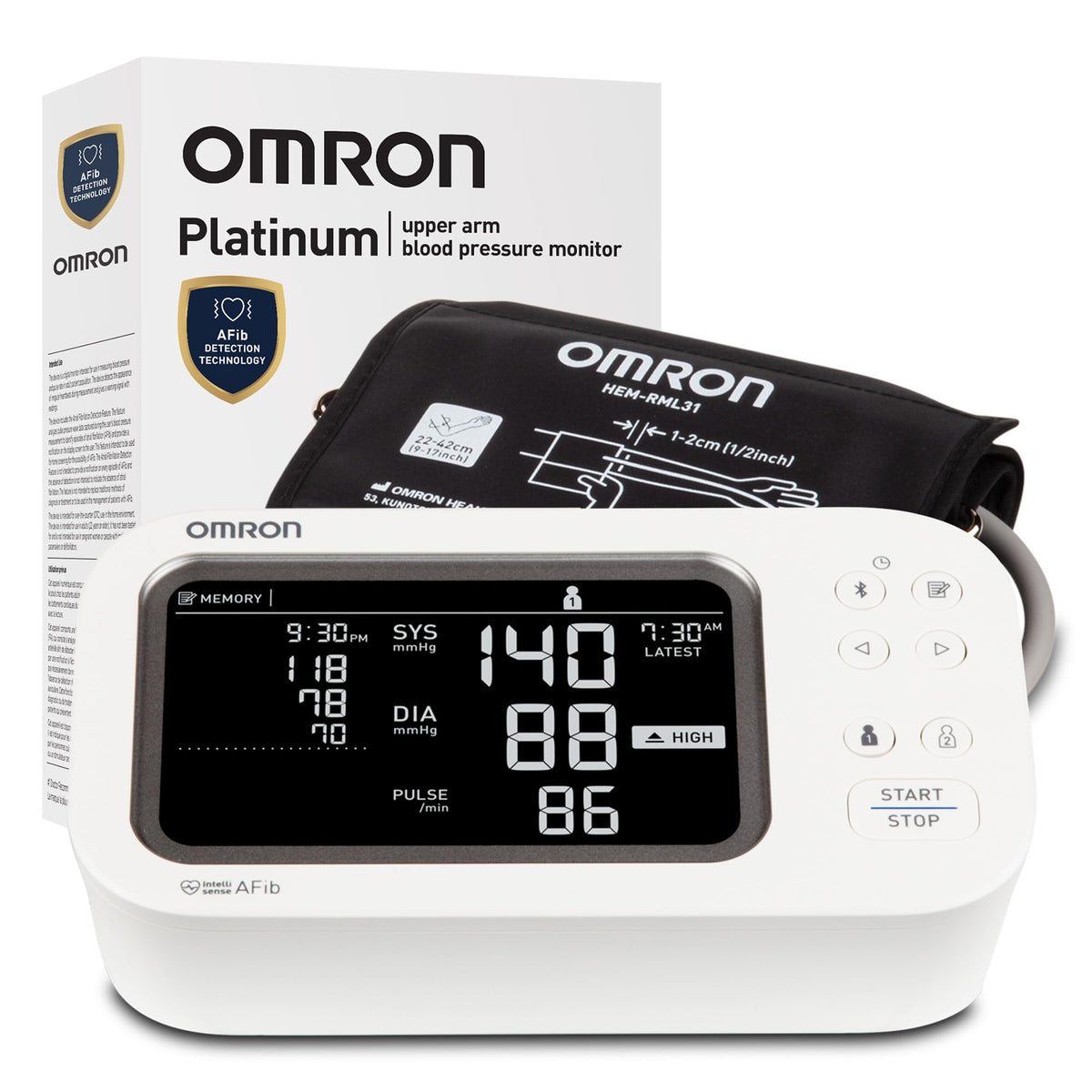 OMRON Platinum Blood Pressure Monitor for Home Use & Upper Arm Blood Pressure Cuff - #1 Doctor & Pharmacist Recommended Brand - Clinically Validated - AFib Detection - Connect App