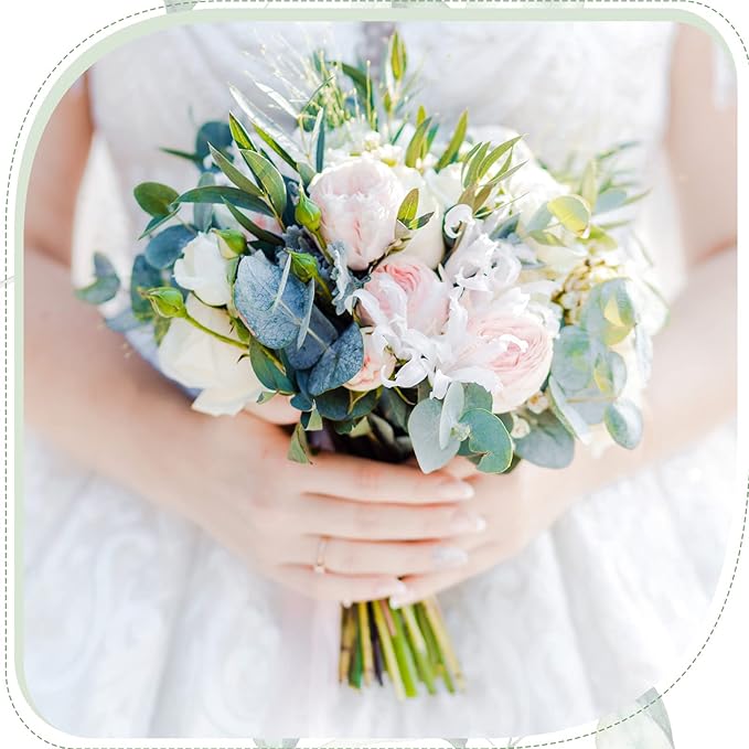 Giegxin 1000 Pcs 3 Kinds Mixed Eucalyptus Leaves Stems Bulk Artificial Silver Dollar Leaves Picks Dried Eucalyptus Bundle Faux Spray for Wedding Vase Bouquet Floral Arrangement (Green)