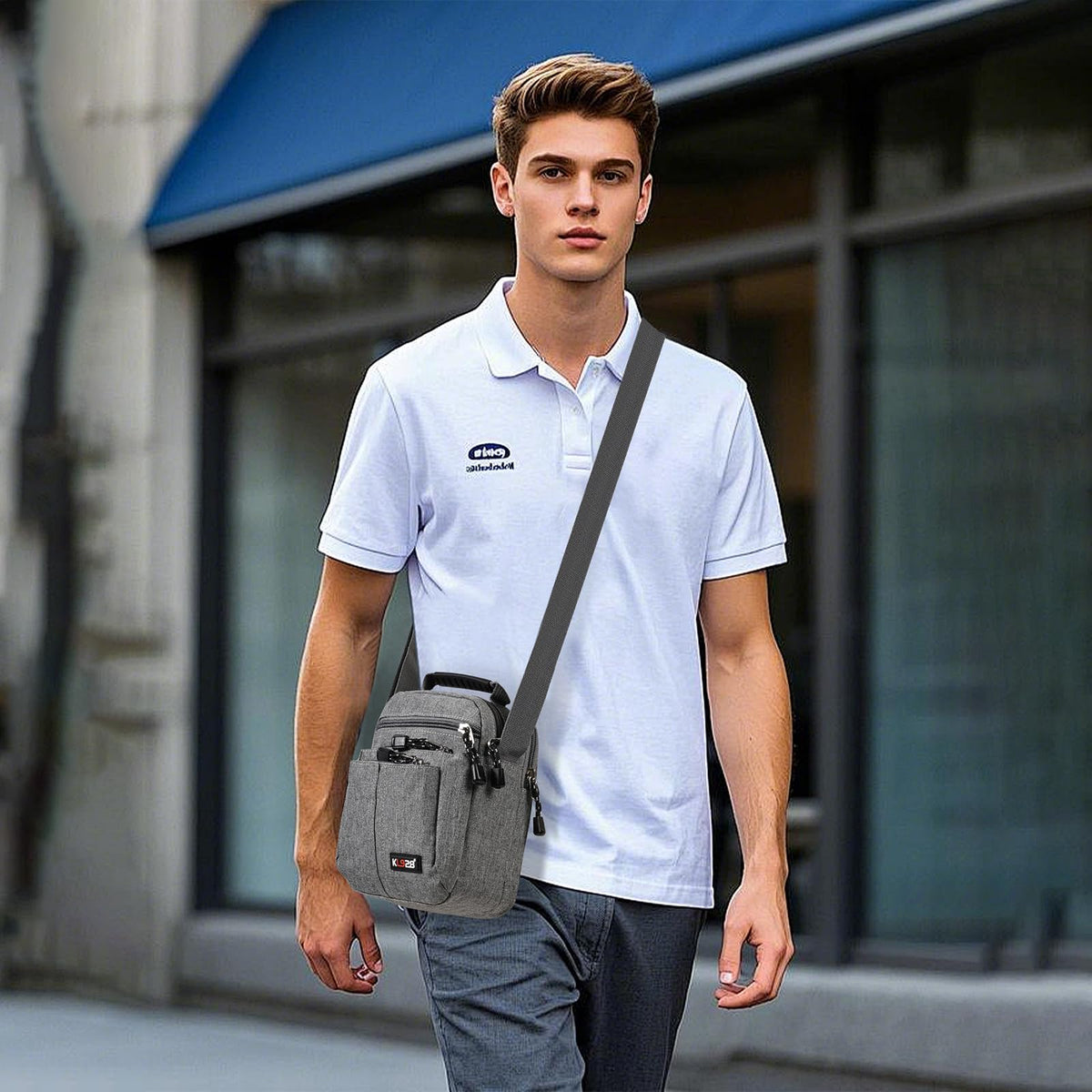 KL928 Men's Messenger Bag - Crossbody Shoulder Bags Travel Bag Man Purse Casual Sling Pack for Work Business(Small Version,Grey)