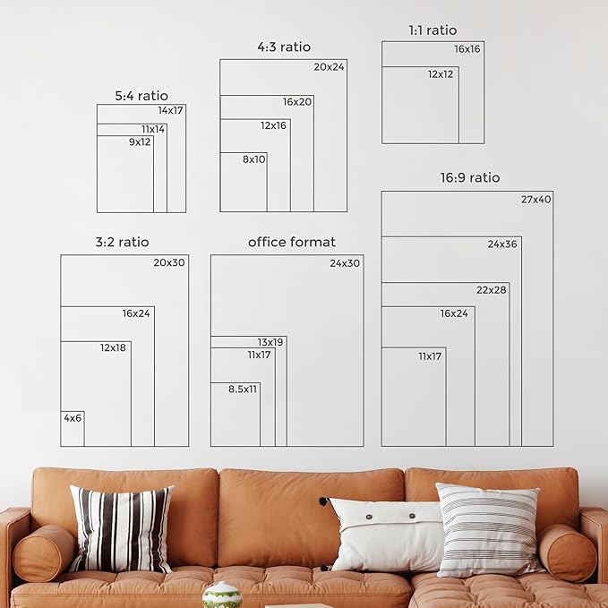 16x24 Frame | 16x24 Poster Frame With Mat For 12x18 | Metal Aluminum Picture Frame With Tempered Glass | Minimalist Modern Poster Frame | Hanging Hardware Included | Bronze