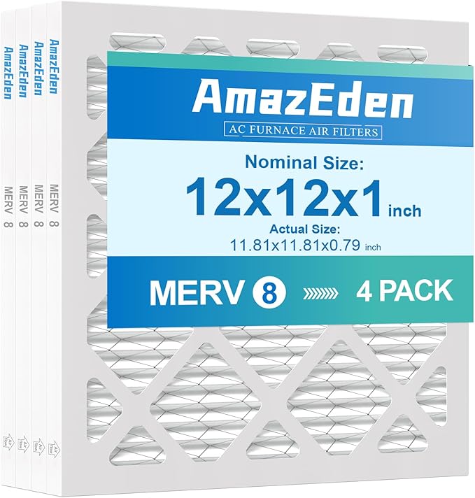 12x12x1 Air Filter 4 Pack MERV 8 Furnace HVAC AC Air Filters 12x12 Pleated