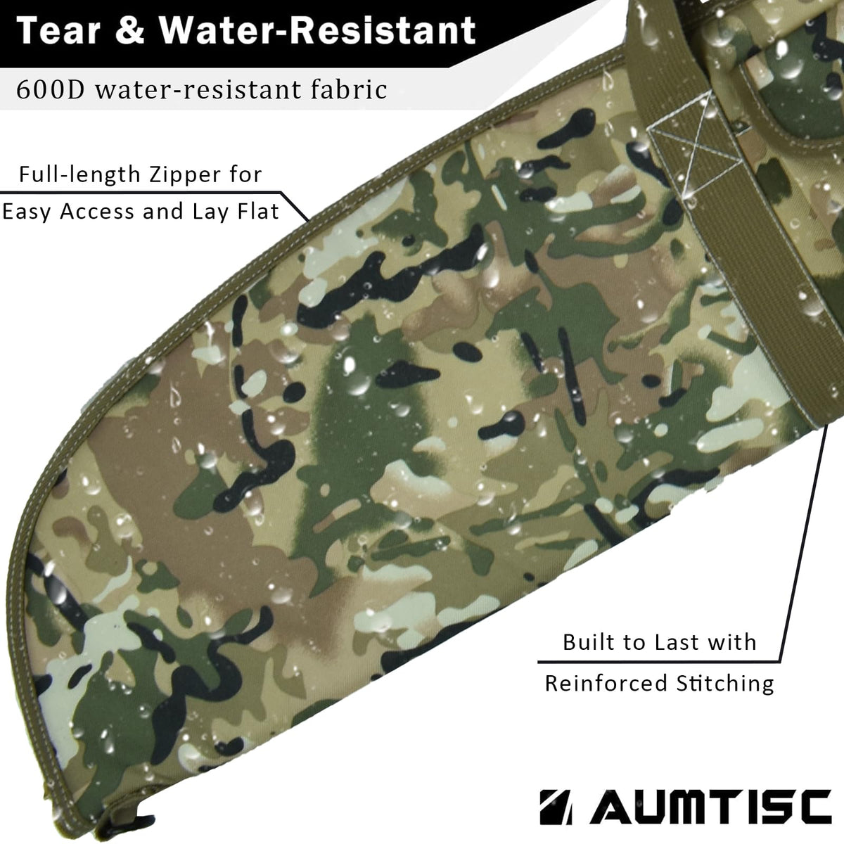 AUMTISC Soft Rifle Gun Case Bag, Padded Shotgun Carrying Case Bag for Rifles Hunting Shooting with Zippered Pocket (Camo, 54"-Fits Item Up To 51")