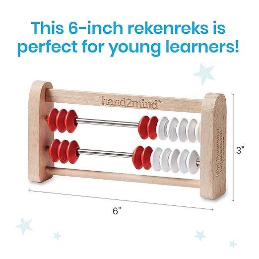 hand2mind Mini 20-Bead Wooden Rekenrek, Number Rack for Kids, Abacus for Kids Math, Counting Beads, Math Manipulatives, Elementary Teacher Must Haves (Set of 4)