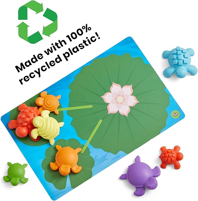 hand2mind Tactile Turtles Math Activity Set, Toddler Numbers and Counting, Math Counters for Kids, Color Sorting Toys, Sensory Turtle Game, Preschool Learning Activities, Montessori Math Materials